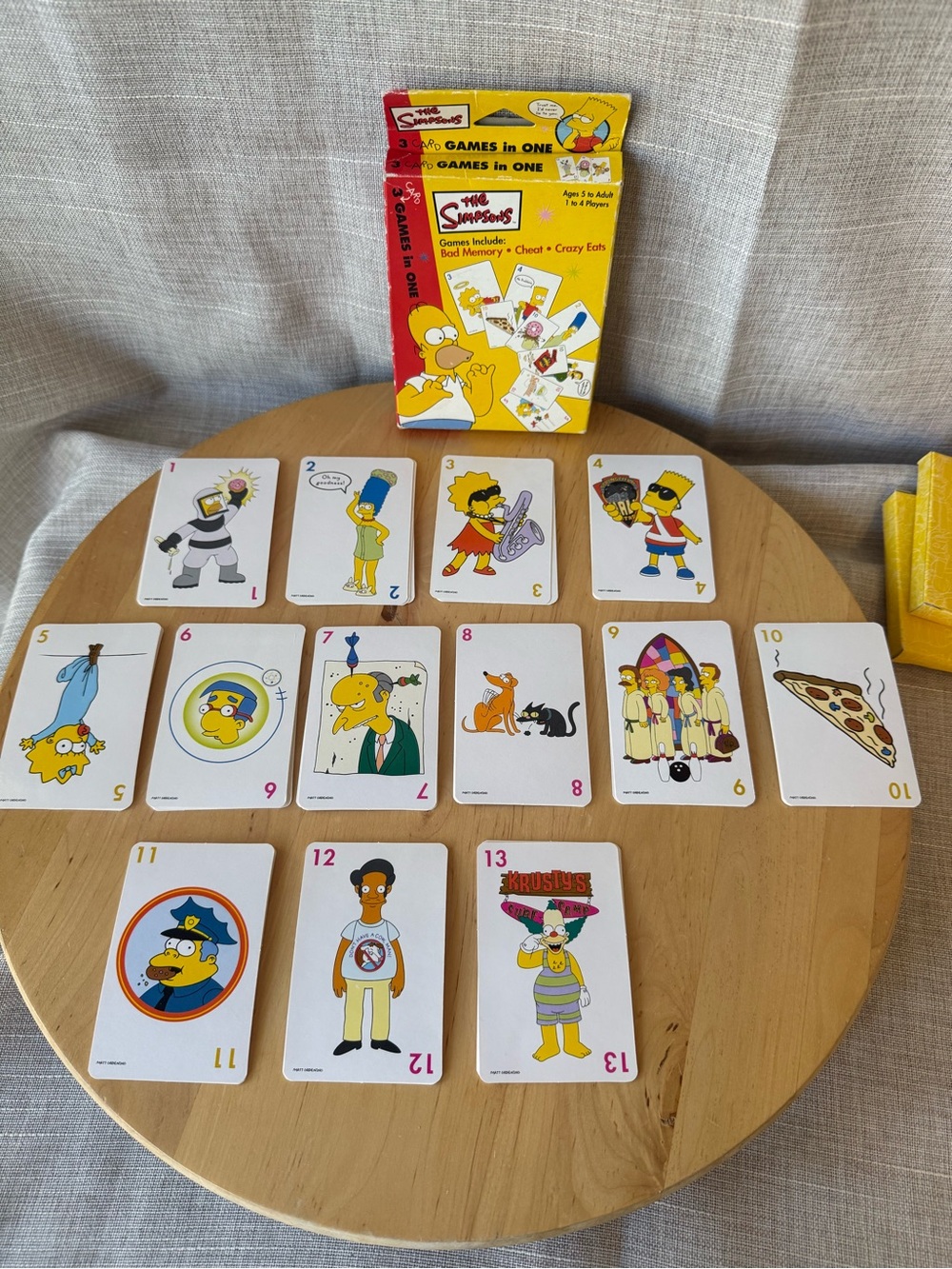 2001 The Simpsons "3 Games in One" Bad Memory, Cheat, and Crazy Eights Card Game